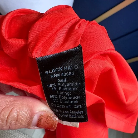 Black Halo cowl neck orange 🍊 sheath - Picture 11 of 12